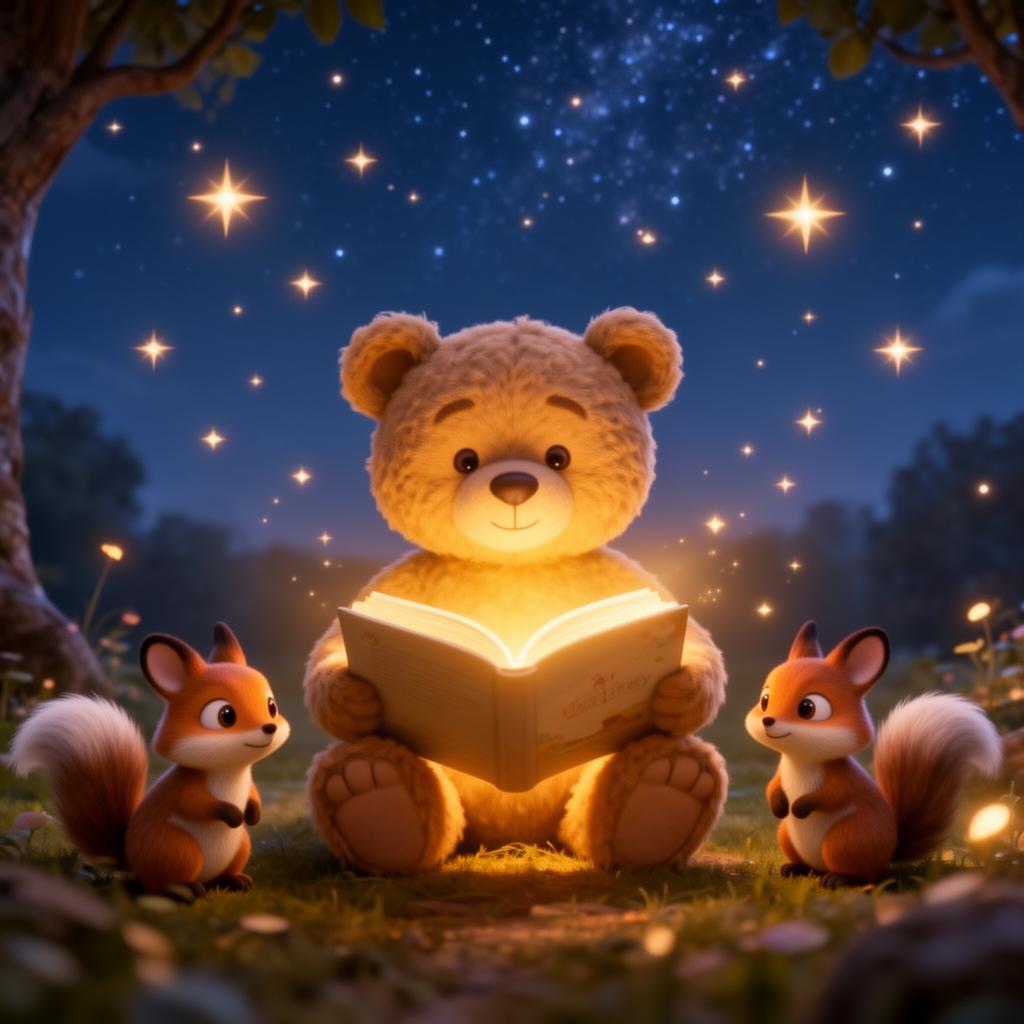 Magical night sky with stars and soft clouds — bedtime stories background